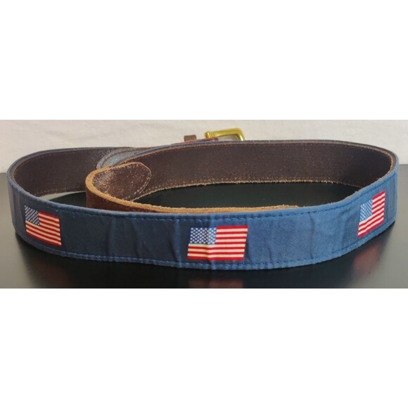 Vineyard Vines Patriot Flag Canvas and Leather Tipped Men's belt Size 36 - Picture 6 of 16